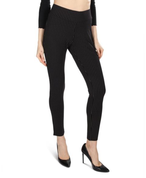 Женские леггинсы MeMoi Pinstripe High-Waist Straight Leg Shaping, цвет: Чёрный