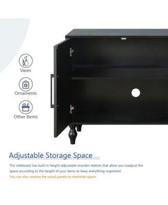 Black Carved Door Storage Cabinet