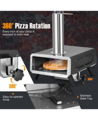 Outdoor Pizza Oven Portable Wood Pellet Pizza Stove with 12 Inch Round Rotatable Pizza Stone