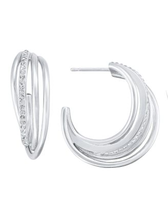 Clear Crystal Multi Row Hoop Earring