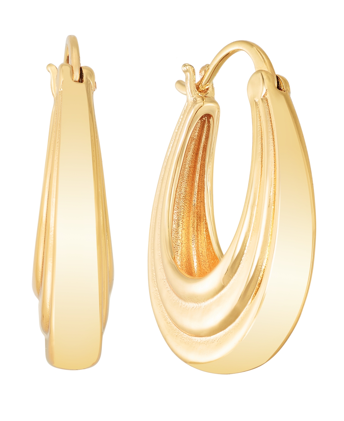 And Now This Silver Plated or 18k Gold Plated Brass Oval Textured Hoop Earring