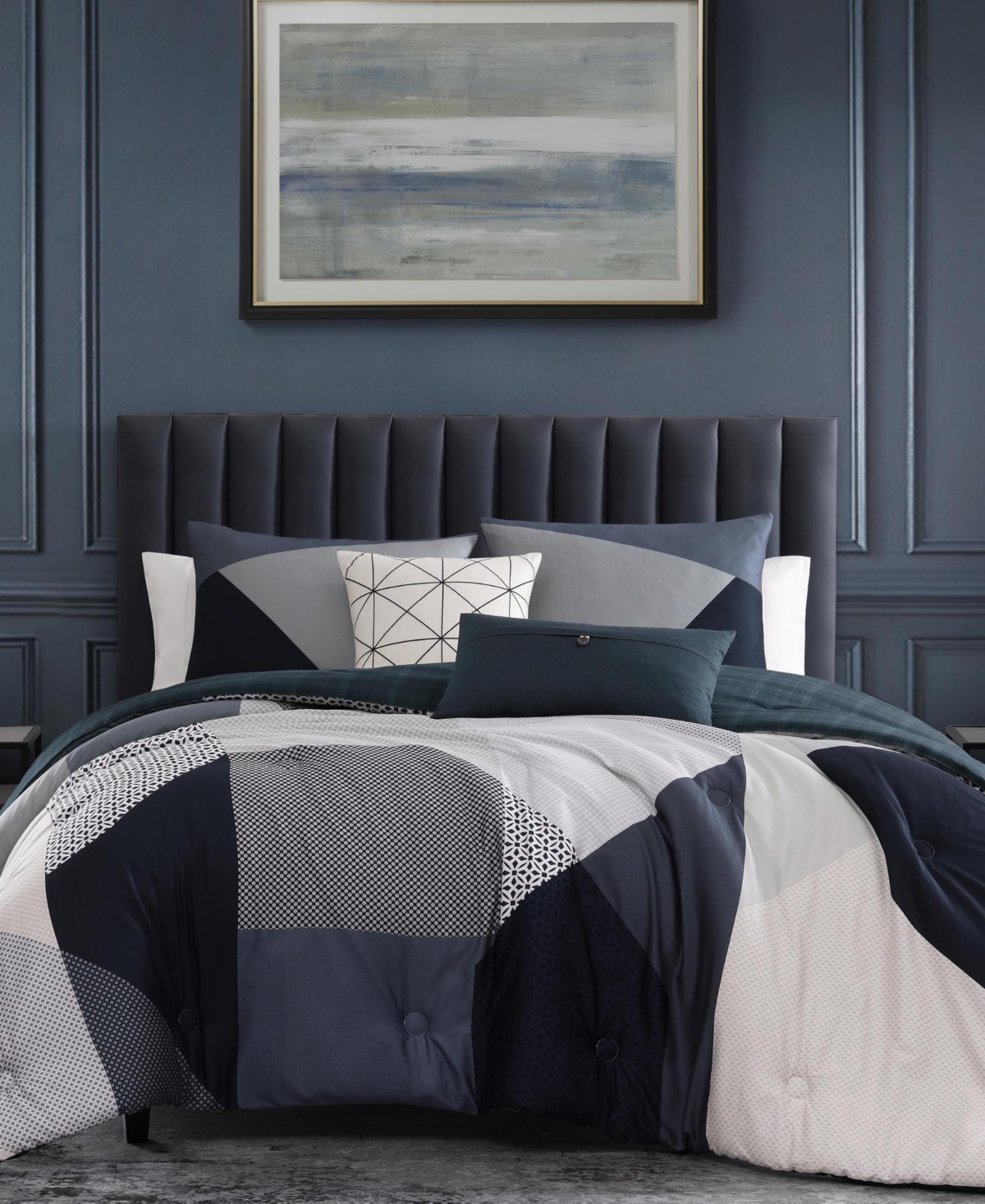 Bebejan Geo Fusion Bedding 200 Thread Count 100% Cotton Sateen 5 Piece Reversible Comforter Set