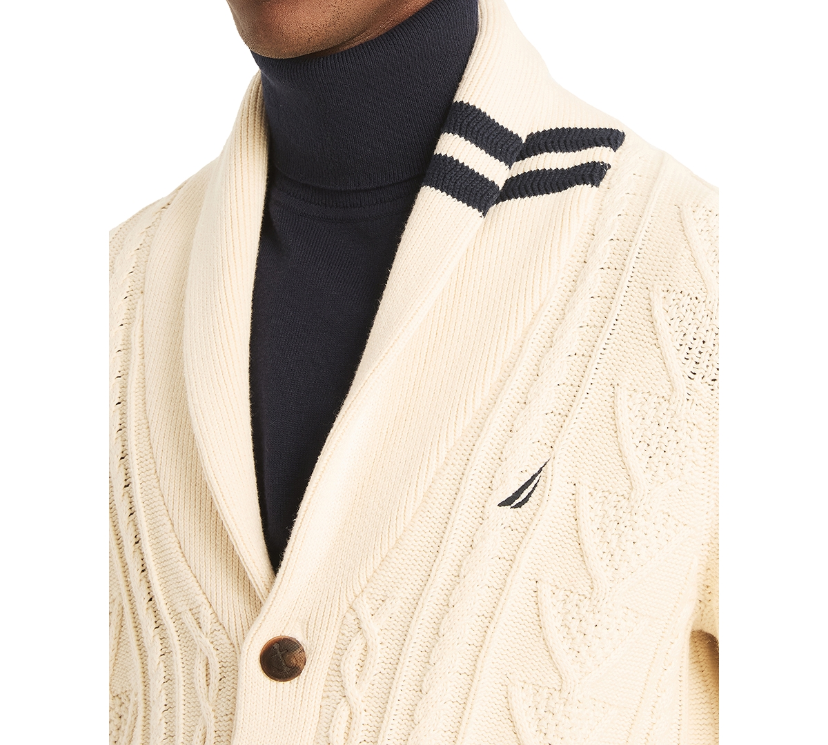Nautica Men's Long Sleeve Cable-Knit Cardigan Sweater