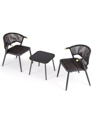 3 Pieces Patio Rattan Furniture Set for Backyard Poolside