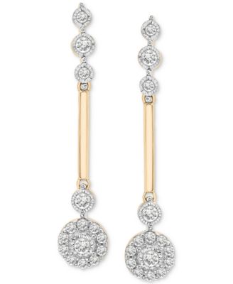 Diamond Station Linear Drop Earrings (1/2 ct. t.w.) in 14k Gold, Created for Macy's