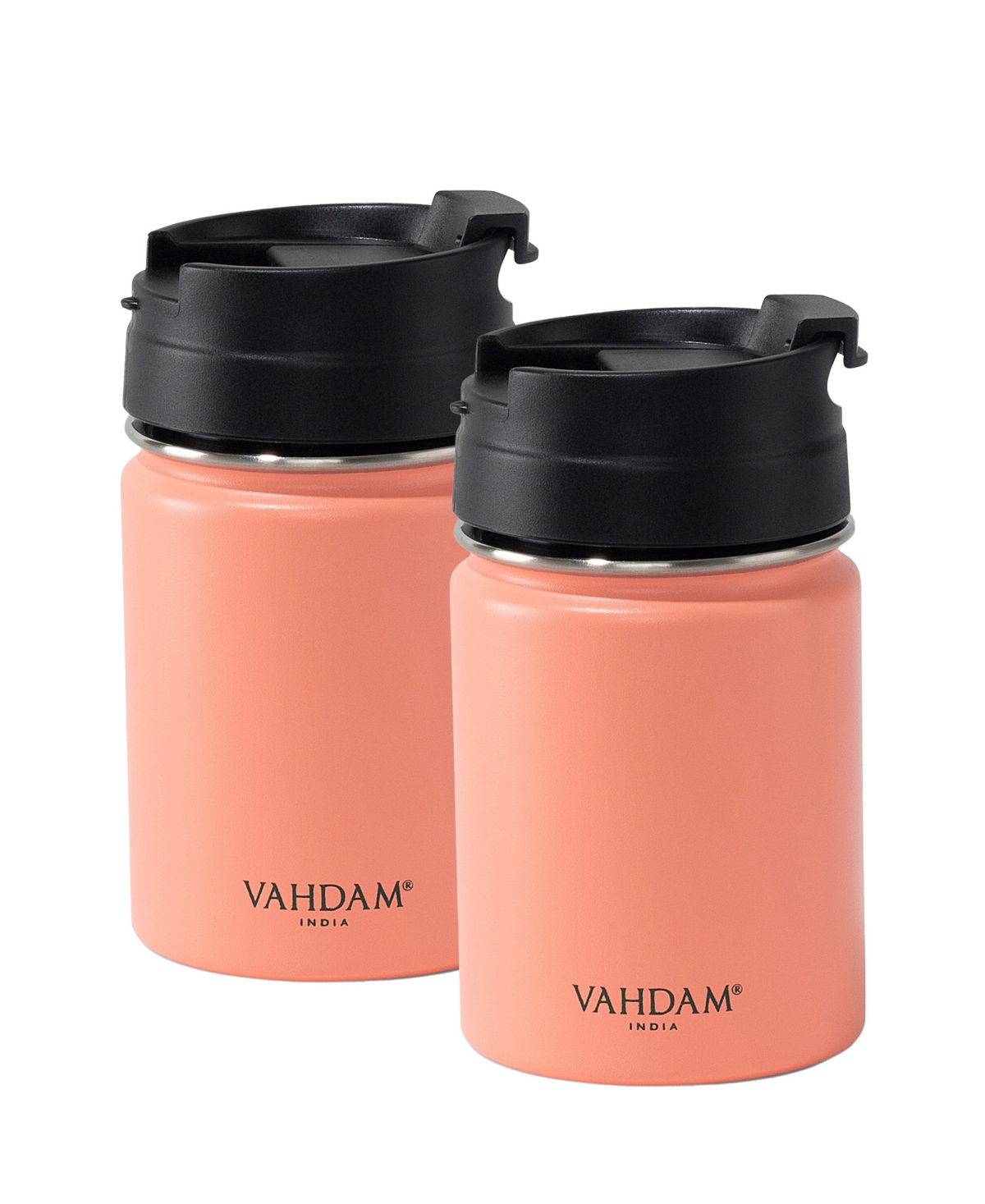Vahdam Teas Stainless Steel Tumbler 260 Ml, Set Of 2 In Orange