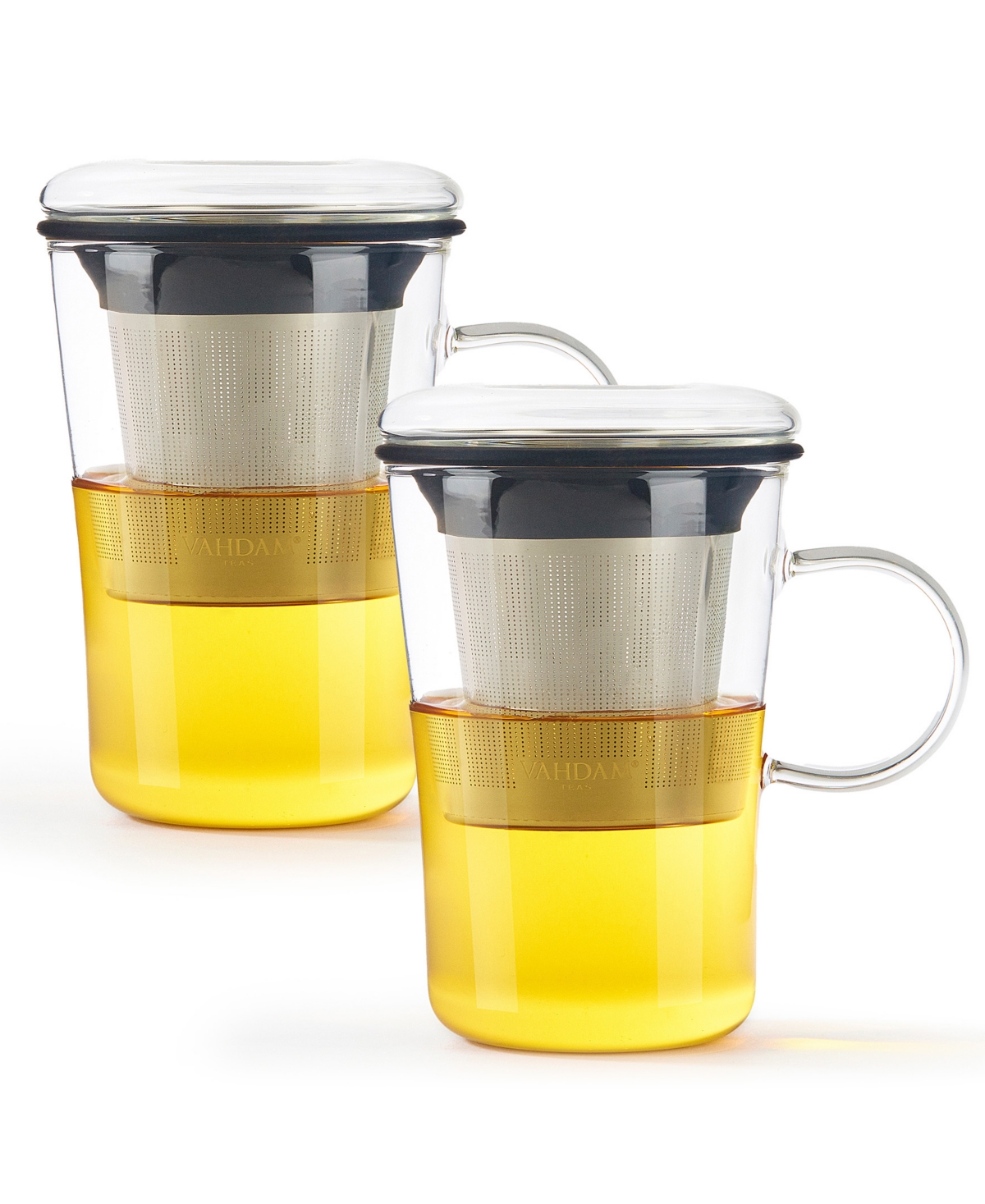 Vahdam Teas Transparent Sparkle Glass Teacup 473 Ml, Set Of 2