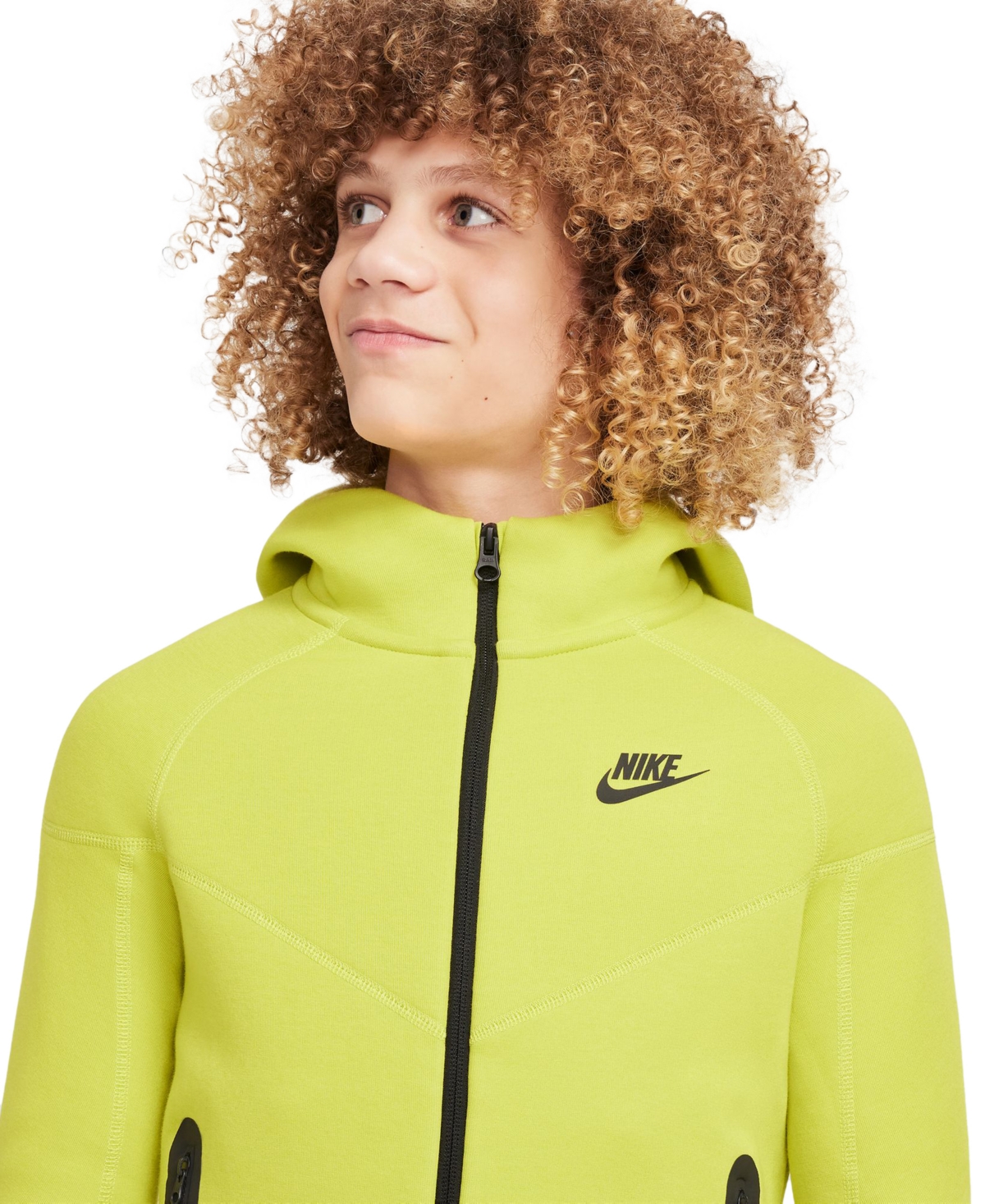 Nike Big Boys Sportswear Tech Fleece Full-Zip Hoodie -black/black