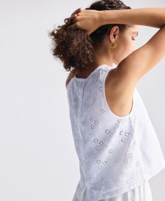 Women's Button Back Embroidered Crop Top