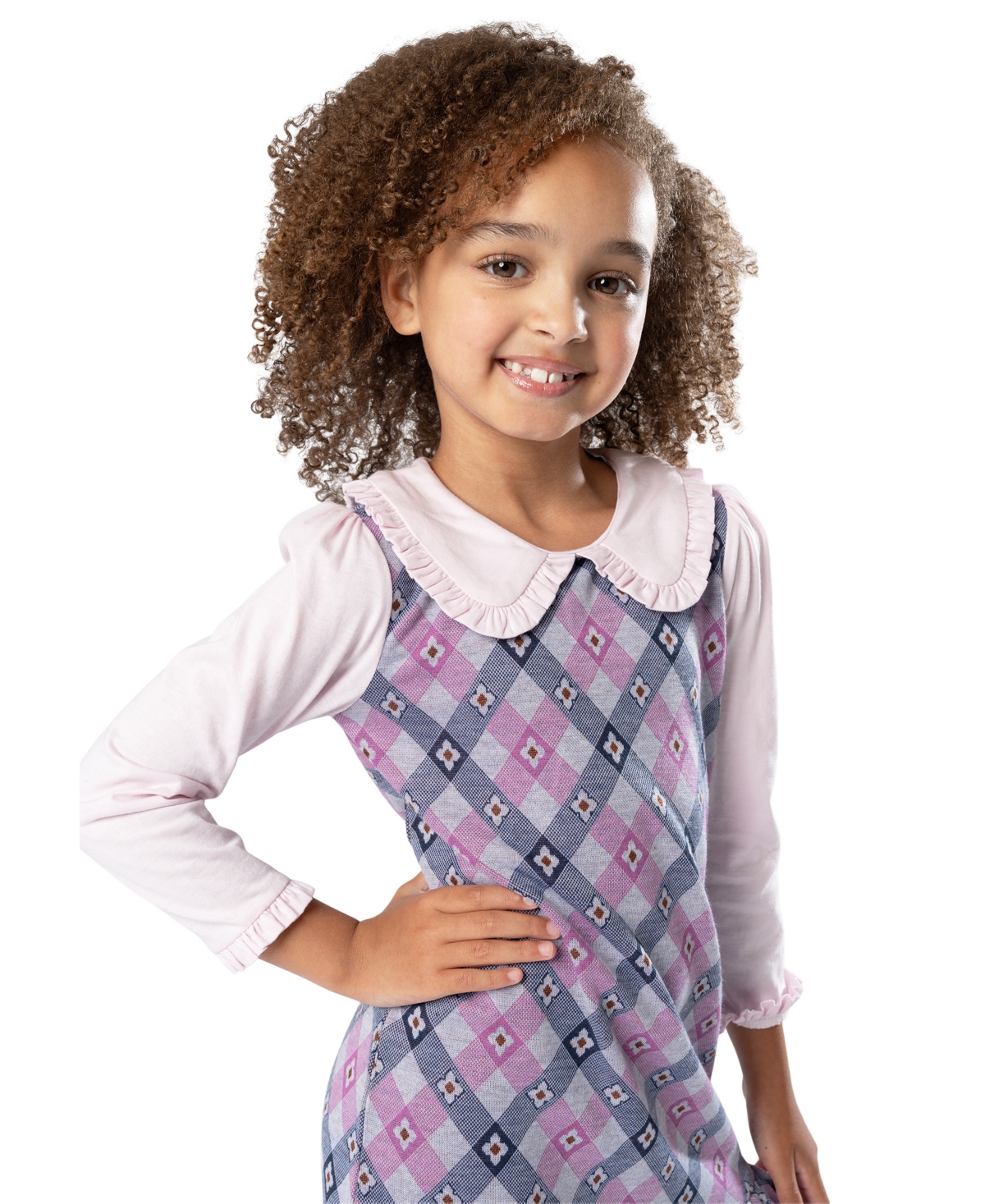 Rare Editions Toddler & Little Girls Argyle Print Jumper Dress