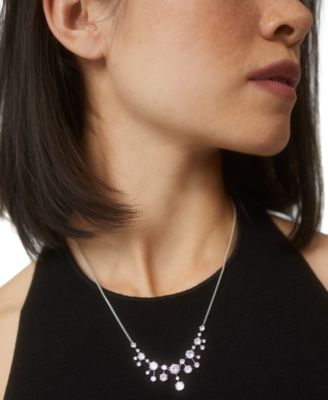 Rhodium-Plated Cubic Zirconia Statement Necklace, 16" + 2" extender, Created for Macy's