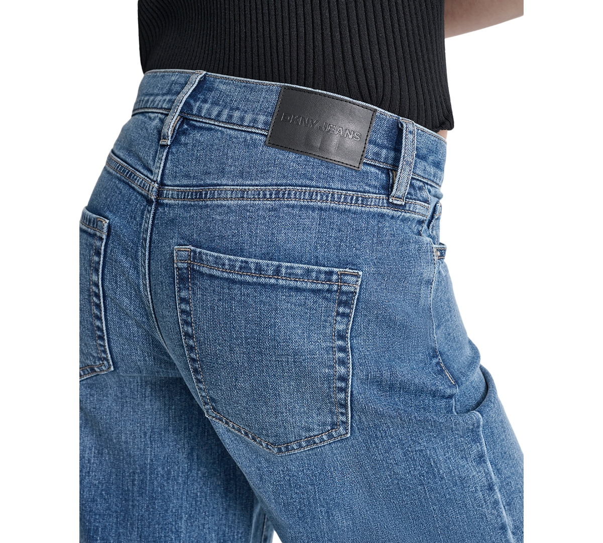 DKNY JEANS PETITE HIGH-RISE WIDE-LEG JEANS 