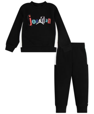 Jordan Baby Boys Jumpman Team 2 Piece Blocked Crew and Pants Set Black