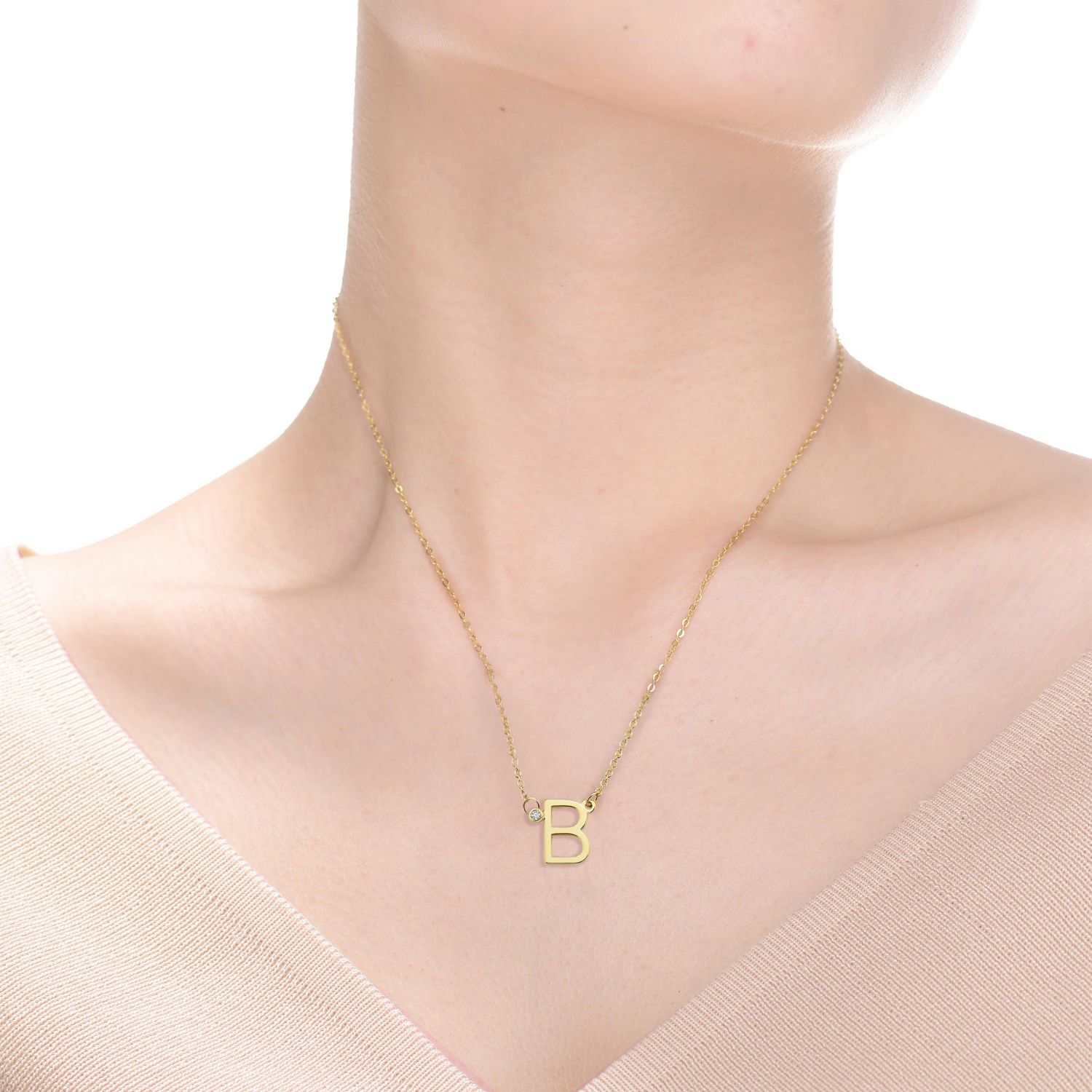 Timeless Plated Brilliant Cubic Zirconia Initial Necklace.