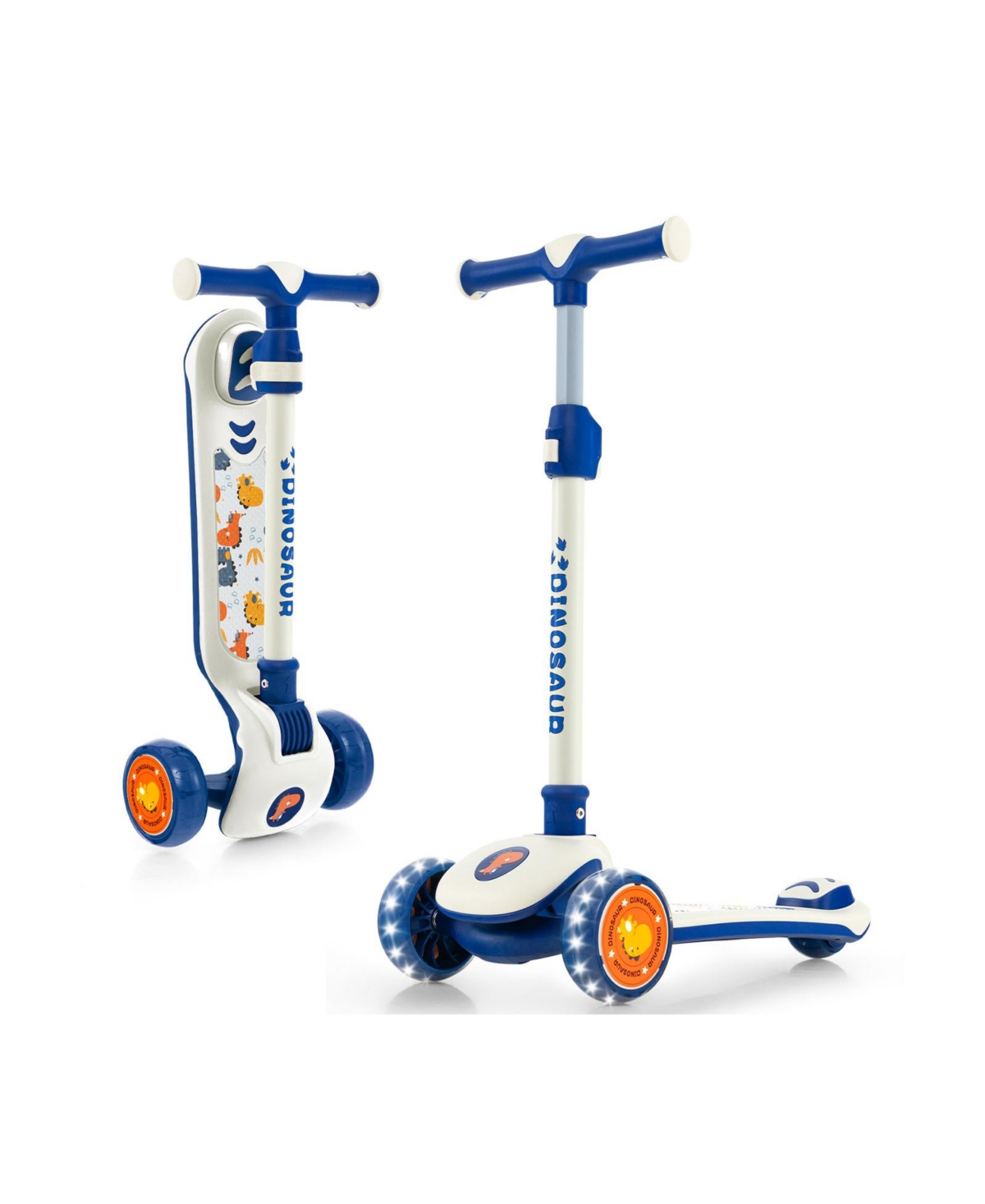 Slickblue Folding Kids Scooter with Extra Wide Deck and Led Lighted Pu Wheels