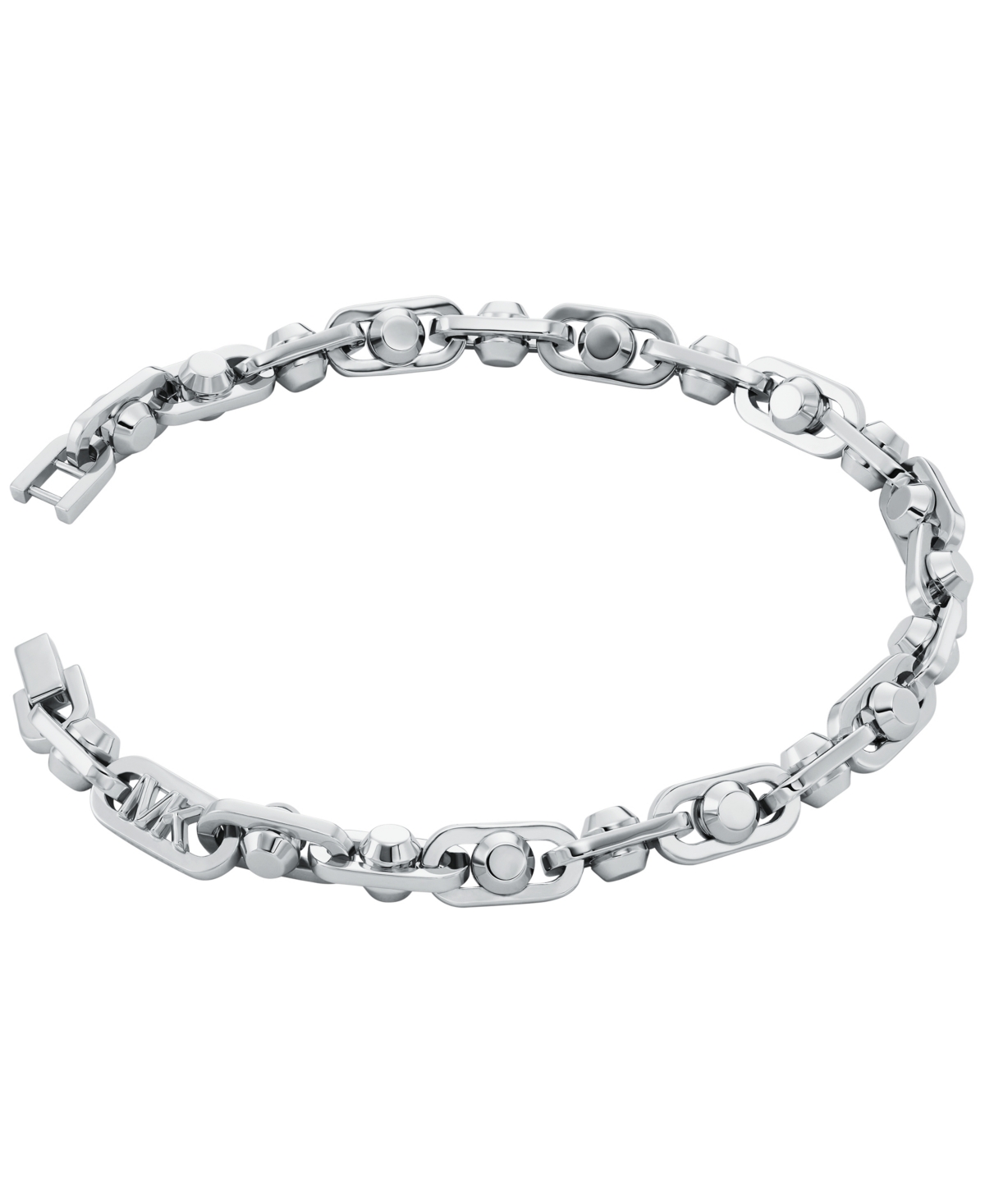 Michael Kors Brass Pave Astor Link Chain Bracelet In Silver