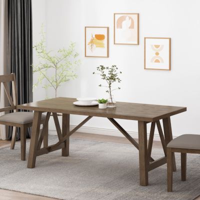 Streamdale Farmhouse Style Dining Table With Rubberwood Frame And Wood-Like Top