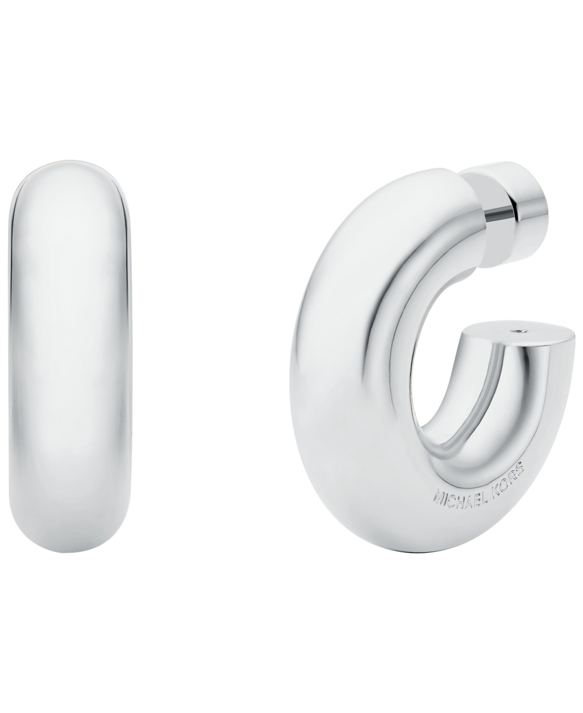 Brass Tube Hoop Earrings - Silver