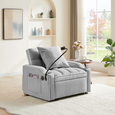 3-in-1 Convertible Sleeper Chair Bed with USB Charging