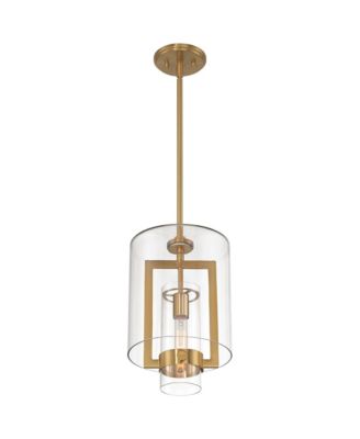 Camden Warm Brass Gold Mini Pendant 10" Wide Modern Clear Glass Fixture for Dining Room House Kitchen Island
