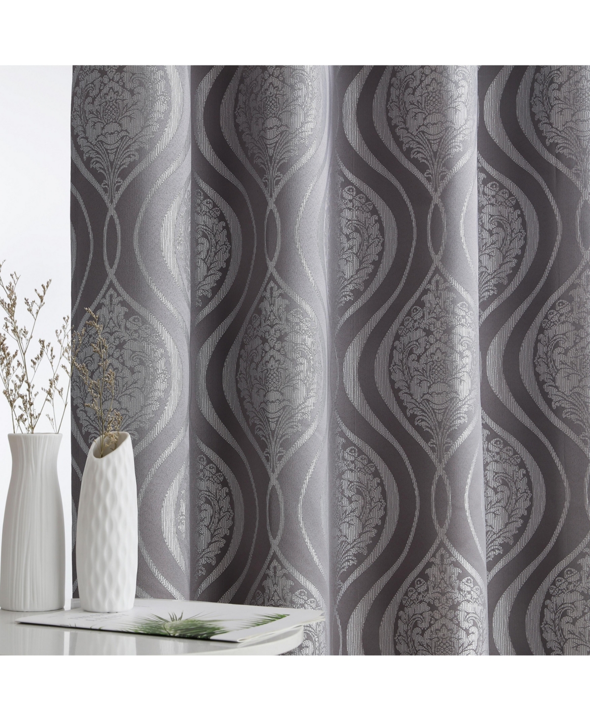 Hlc.me Montero Damask 100% Complete Blackout Shading Thermal Insulated Energy Efficient Heat/Cold Blocking Grommet Heavy Curtain Panels