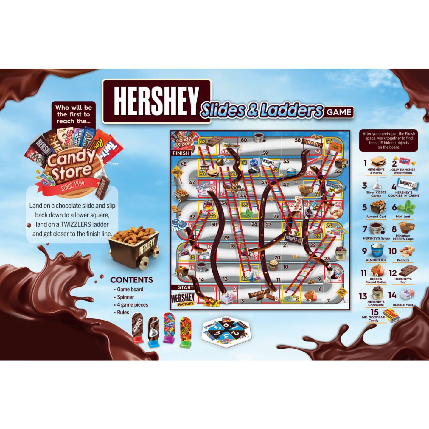 Детская настольная игра MasterPieces Puzzles Hershey Slides and Ladders Board Game, Ages 3+ — фото 3