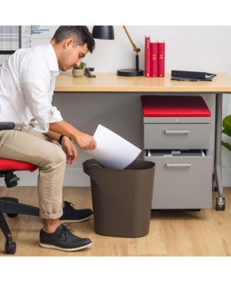 6 Gallon / 24 Quart Plastic Wastebasket Trash Cans for Home, Office, Bedroom, Bathroom, Brown, 3-Pack