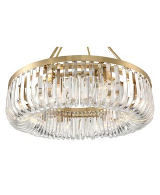 Jenna Modern Glam Ceiling Light Semi Flush-Mount Fixture 28" Soft Gold Metal 8-Light Clear Glass Shade for Bedroom Kitchen Living Family Room Hallway Dining Bathroom House