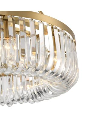 Jenna Modern Glam Ceiling Light Semi Flush-Mount Fixture 28" Soft Gold Metal 8-Light Clear Glass Shade for Bedroom Kitchen Living Family Room Hallway Dining Bathroom House