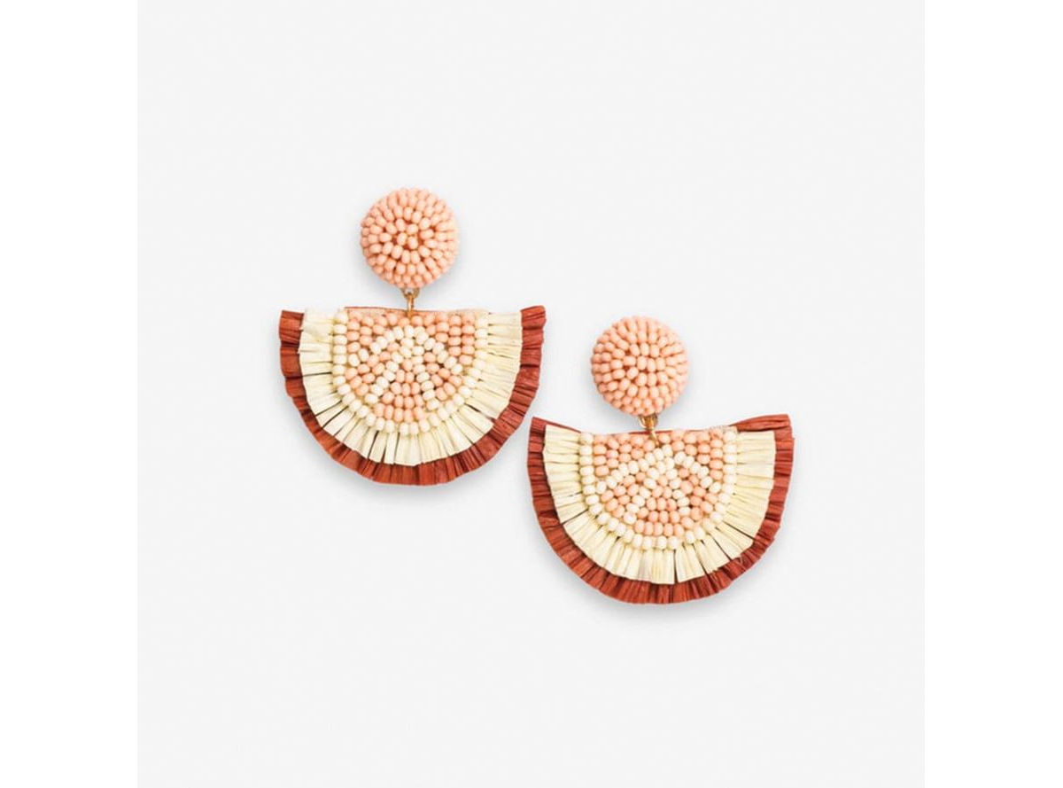 Josephine Fruit Raffia Drop Earrings - Grapefruit