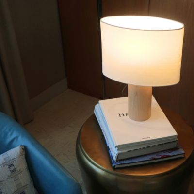 Mia LED Table Lamp with Maple Wood Base, Bulb Included (16")