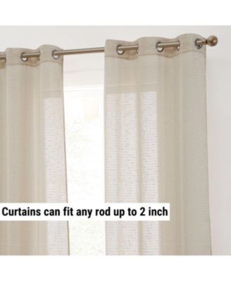 Emily Faux Linen Semi Sheer Light Filtering Transparent Grommet Lightweight Window Curtains Drapery Panels, 2 Panels