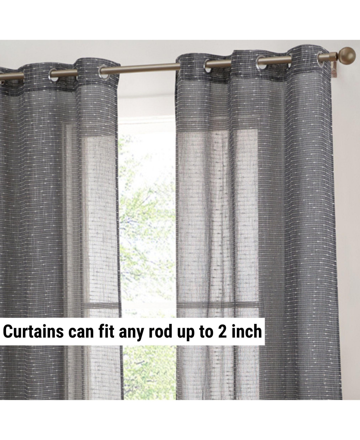Hlc.me Emily Faux Linen Semi Sheer Light Filtering Transparent Grommet Lightweight Window Curtains Drapery Panels