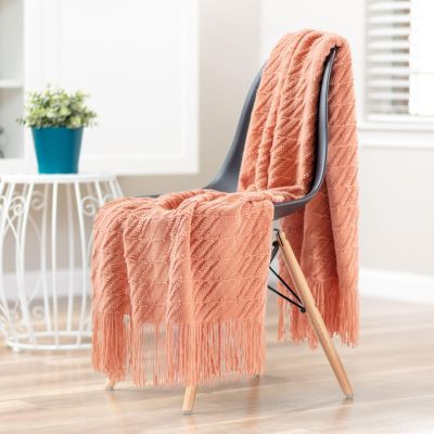 Premium Acrylic Knit Throw with Tassels, 50" x 65"