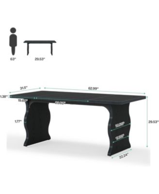 Modern Dining Table for 4-6, 63-Inch Rectangular Wood Kitchen Table, Large Dinner Table Wooden Dining Room Table, Black Kitchen & Dining Room Furniture