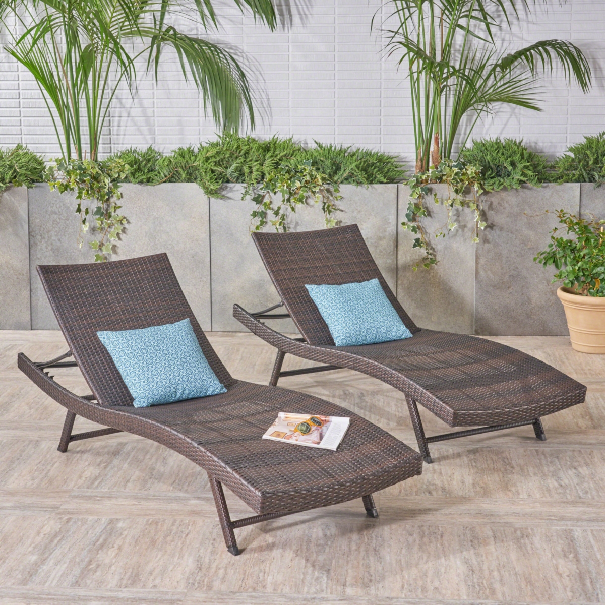 Simplie Fun Modern Outdoor Chaise With Adjustable Back