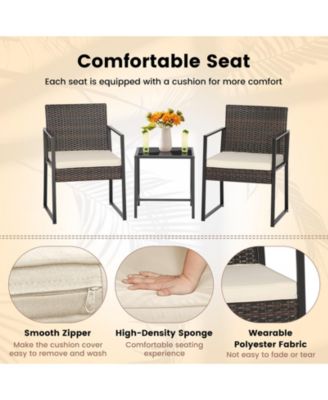 3 Pieces Modern Heavy Duty Patio Furniture Set with Coffee Table