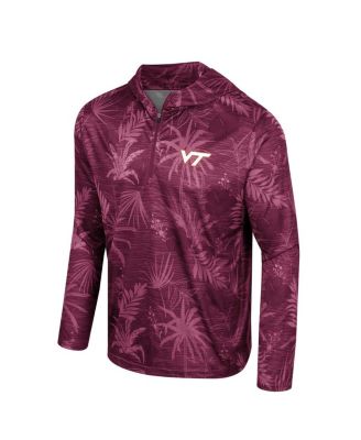 Men's Maroon Virginia Tech Hokies Palms Printed Lightweight Quarter-Zip Hooded Top