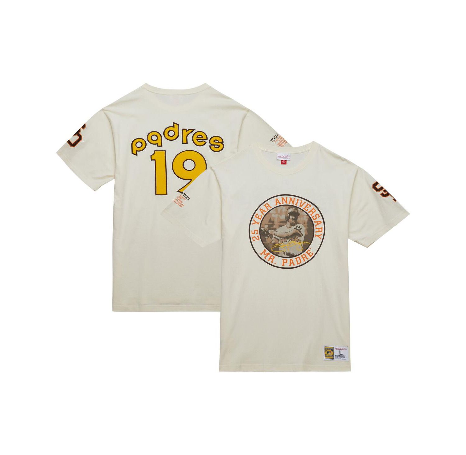 Men's Tony Gwynn Cream San Diego Padres Legends Photo Real T-Shirt