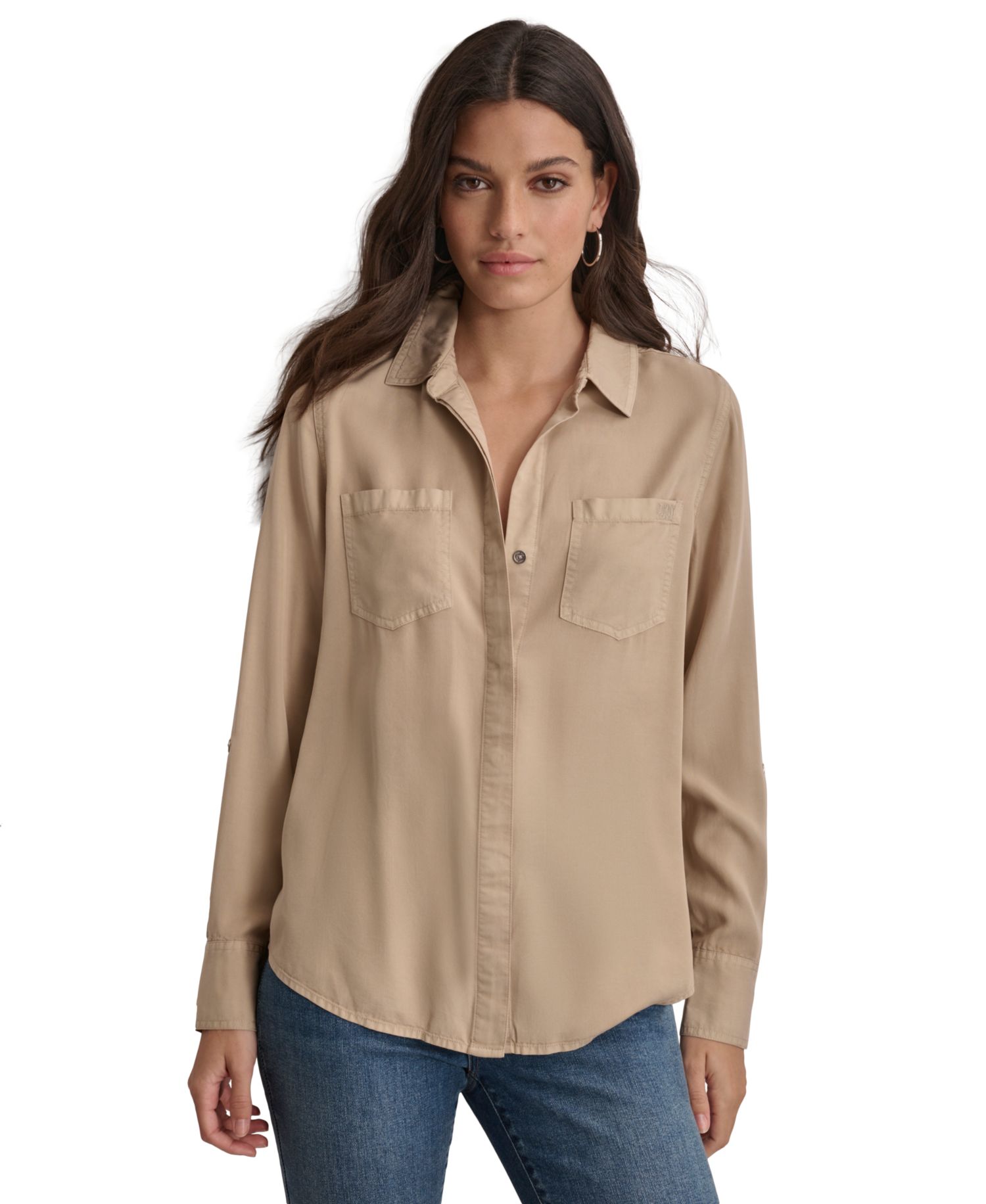 Women's Roll-Tab-Sleeve Button-Front Shirt