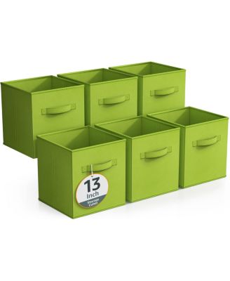 6 Pack 13 Inch Foldable Storage Cubes with Handles- for Organizing Home, Shelves, Nursery, Playroom, Closet and More