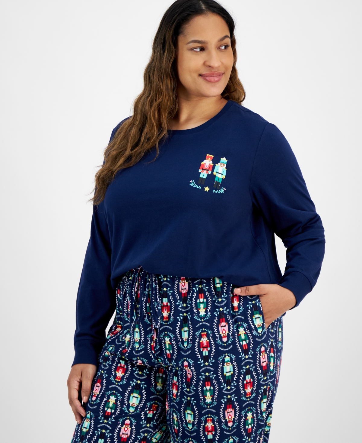 Holiday Lane Plus SizeMix It Cotton Matching Family Pajamas Set, Created for Macy's - Nutcracker