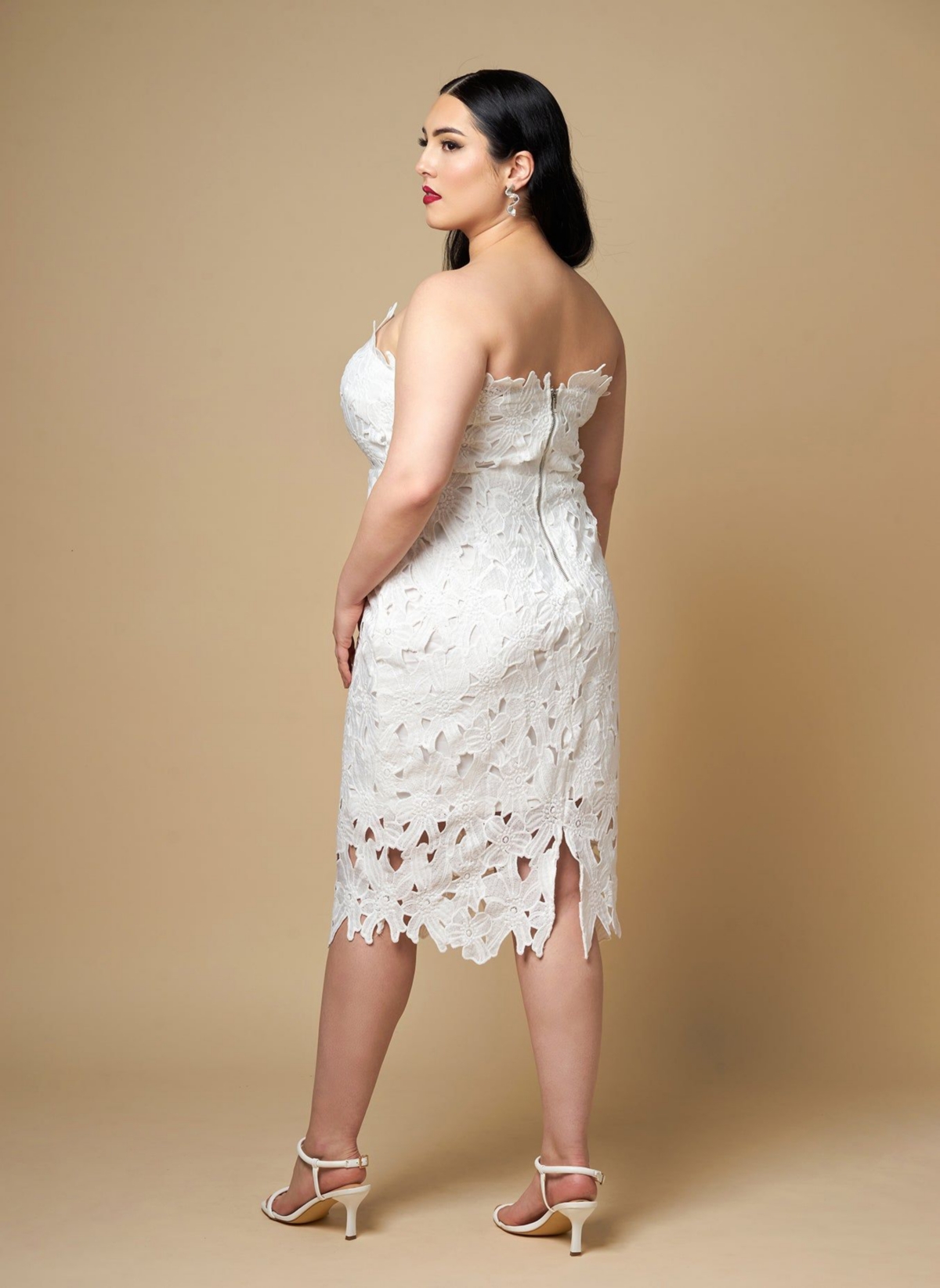 Rebdolls Plus Size Wisteria Lace Midi Bodycon Dress