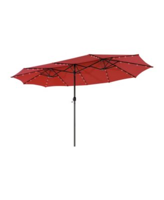 Twin Patio Umbrella with Solar LED Lights for Outdoor Shade