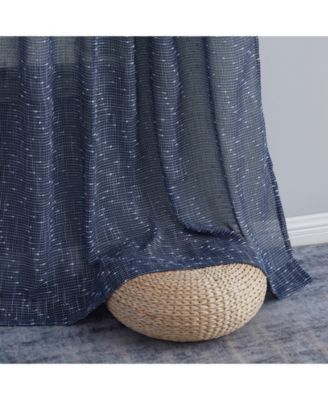 Emily Faux Linen Semi Sheer Transparent Rod Pocket Back Tab Lightweight Window Curtains Wide Panels, Pair