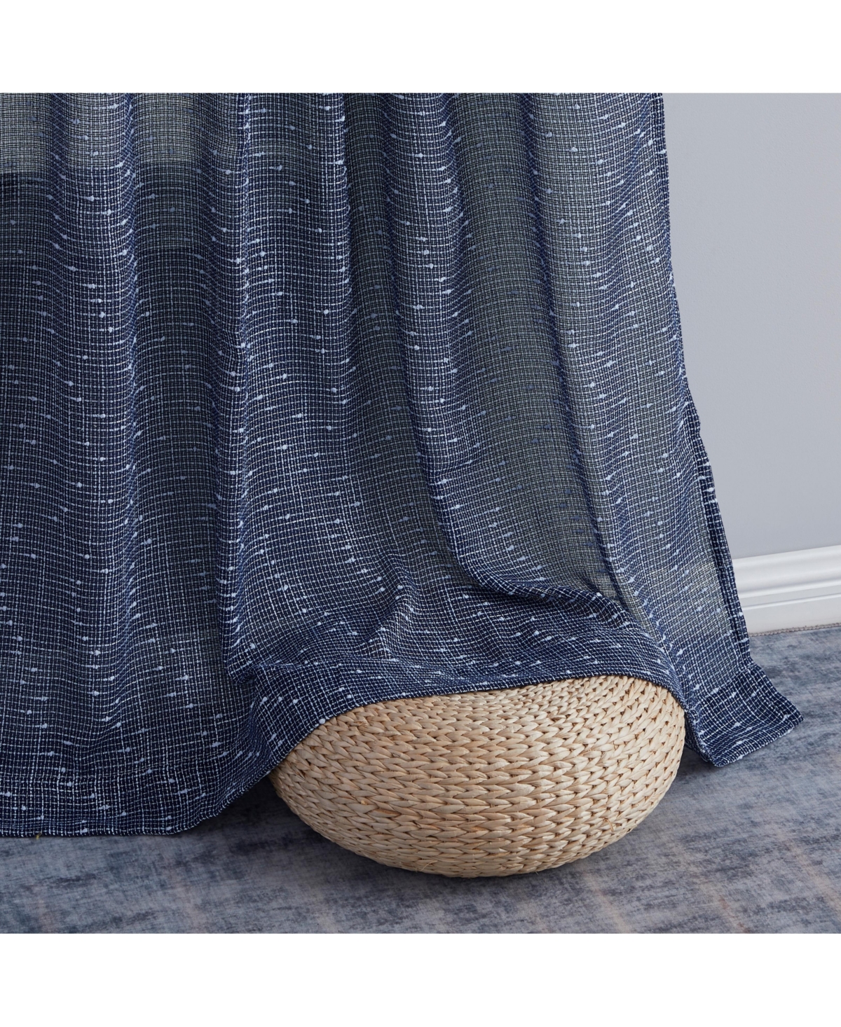 Hlc.me Emily Faux Linen Semi Sheer Transparent Rod Pocket Back Tab Lightweight Window Curtains Wide Panels, Pair