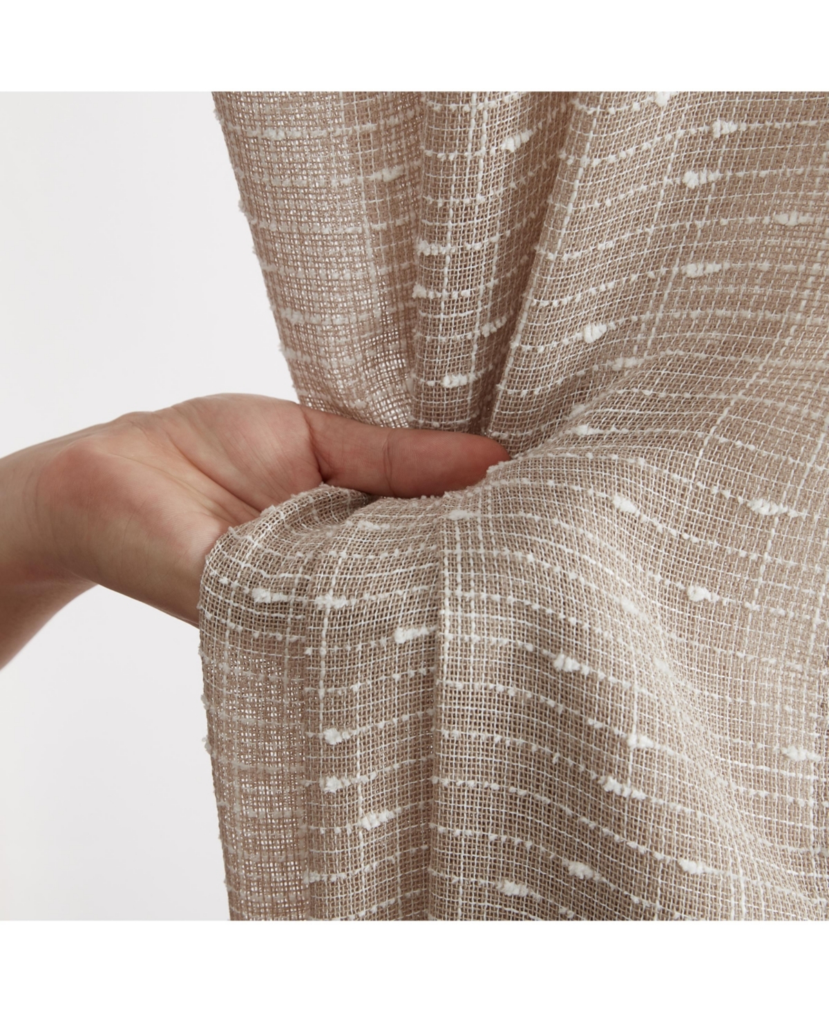 Hlc.me Emily Faux Linen Semi Sheer Transparent Rod Pocket Back Tab Lightweight Window Curtains Wide Panels