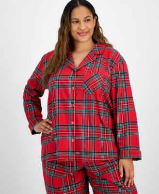 Plus Size Brinkley Plaid Notch Collar Matching Family Pajamas Set, Created for Macy's