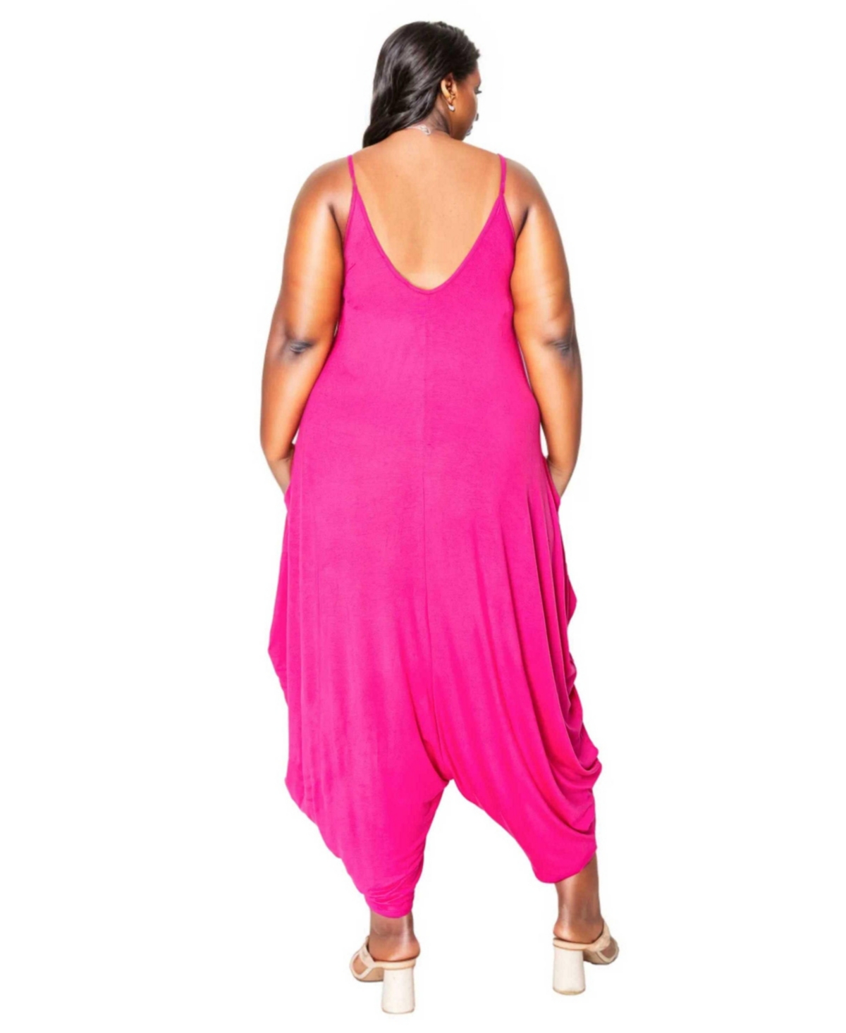 L I V D Plus Size Quinn Pocket Tulip Bottom Jumpsuit