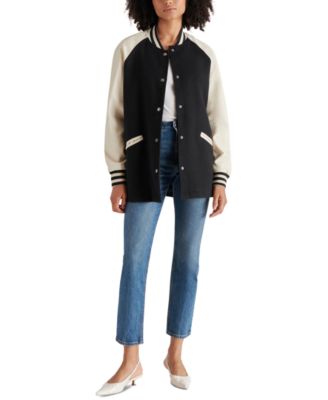 Steve Madden Women's Skylie Faux-Leather Varsity Jacket